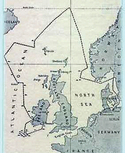 Route of ship Aud, April 1916